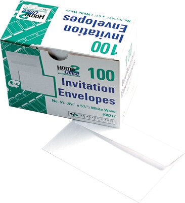 Quality Park Gummed Invitation Envelopes, 4 3/8 x 5 3/4, White 100/Bx