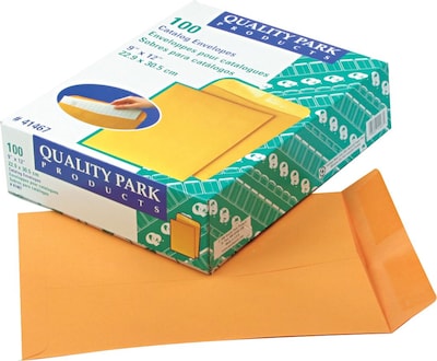 Quality Park Gummed Open-End Catalog Envelopes, 9 x 12, Brown, 100/Bx (QUA41467)