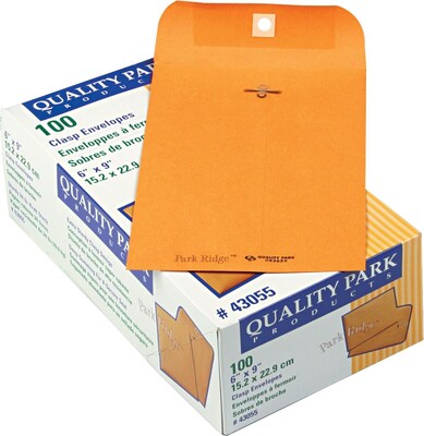 Quality Park Ridge Clasp Catalog Envelope, 6 x 9, Kraft, 100/Box (43055)