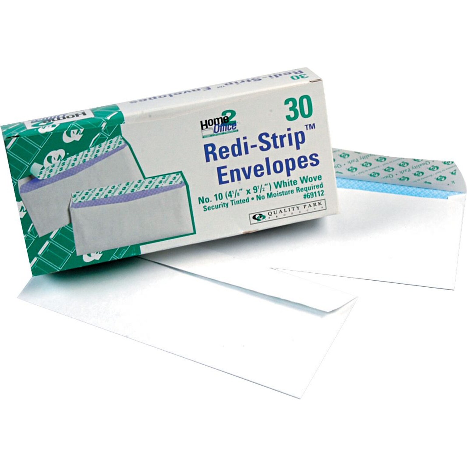 Quality Park Redi-Strip Security Tinted #10 Envelopes, 4-1/8 x 9-1/2, White, 30/Box (QUA69112)