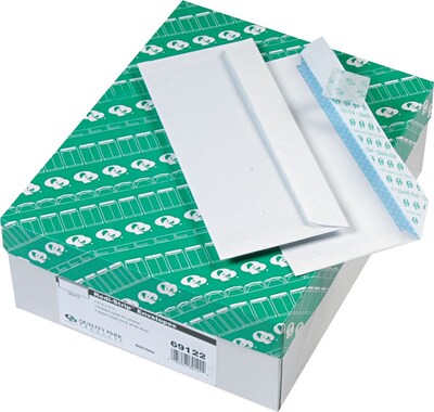 Quality Park Redi-Strip Peel & Seal Security Tinted #10 Business Envelope, 4 1/8 x 9 1/2, White Wo