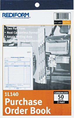 Purchase Order Book, 2 Parts, Carbonless, 5 1/2 x 7 7/8