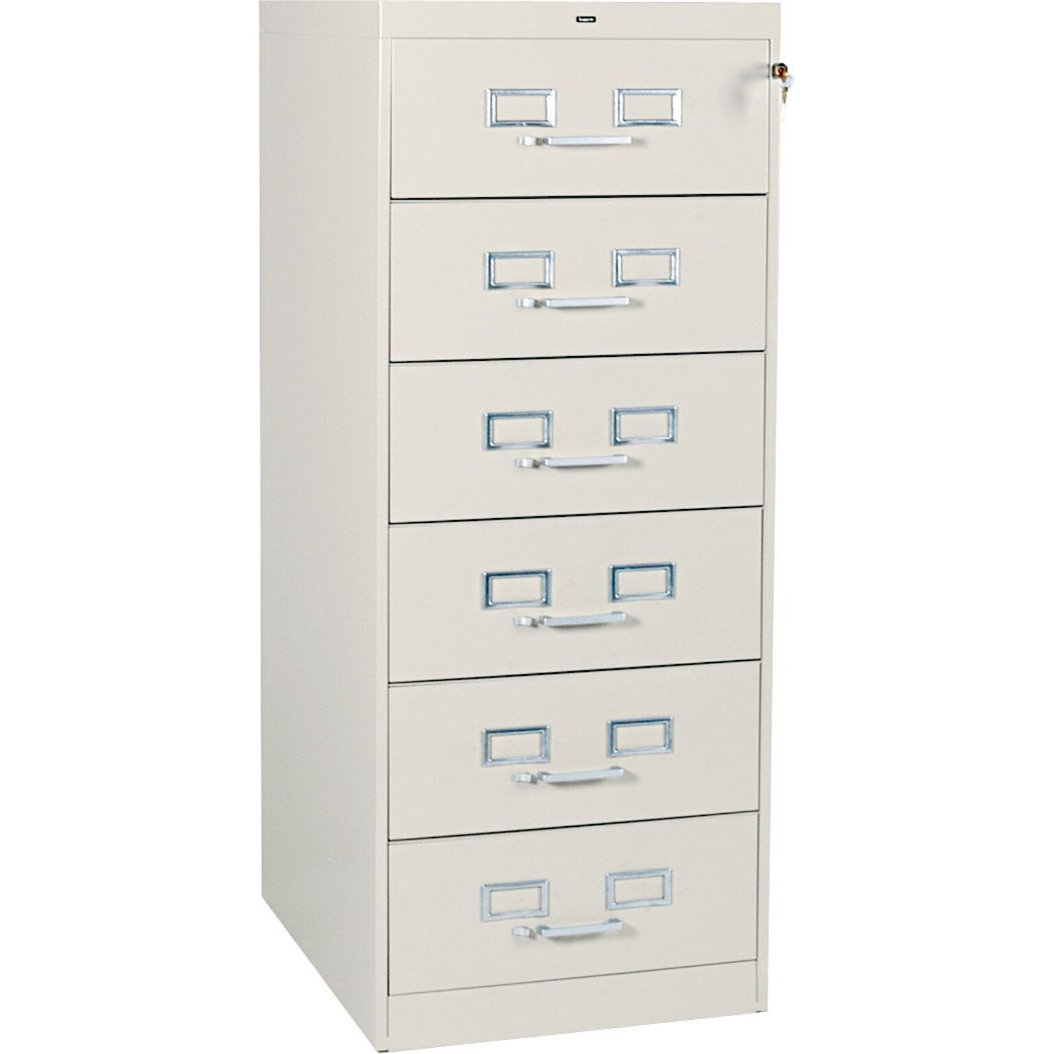 6-Drawer Multimedia Cabinet For 6 x 9 Cards; Putty; 32,600 Card Capacity; 52Hx21-1/4Wx28-1/2D