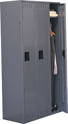 Tennsco Heavy Gauge Steel Single Tier Lockers, 3 Wide, Medium Grey (STS121872CMG)