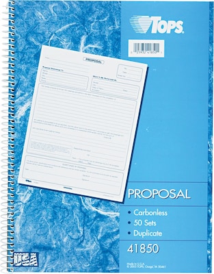 TOPS® Proposal Book, Ruled, 2-Part, White/Canary, 11 x 8 3/8, 1/Ea