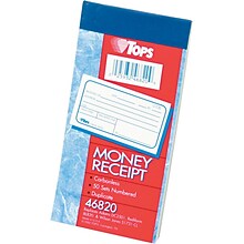 TOPS 2-Part Money/Rent Receipt Book, 5.37 x 2.75, White, 50 Forms (46820)