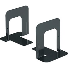 Universal Standard Deluxe Metal Bookends, Nonskid Padded Base, Black Enamel, 5H x 4 7/10W x 5 1/4