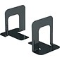 Universal Standard Deluxe Metal Bookends, Nonskid Padded Base, Black Enamel, 5"H x 4 7/10"W x 5 1/4"D