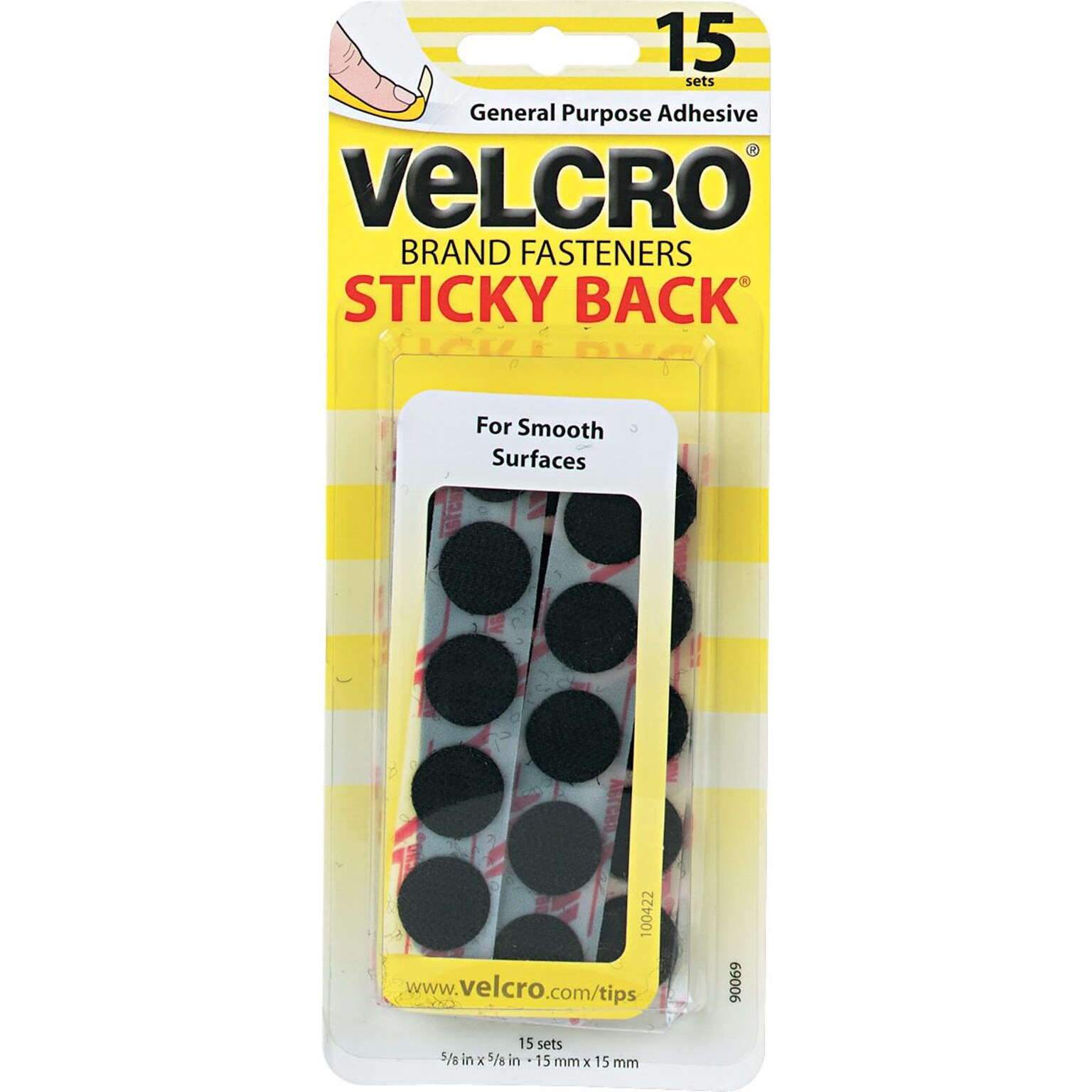 Velcro® Sticky Back Sticky Tape; Black, 15/Pack