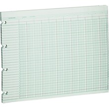 Wilson Jones Columnar Sheets, Ledger Paper, Ruled, 30 Lines, 20 Columns, Green Paper, 9 1/4 x 11 7/