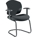 Global Tye? Mock Leather Arm Chair With Cantilever Base; Black