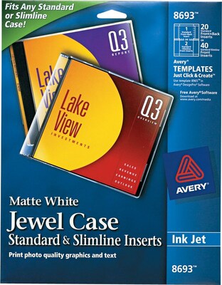 Avery Jewel Case Inserts for InkJet Printers, 5 1/4 x 4 1/2, Matte White,  2 inserts per Sheet, 10