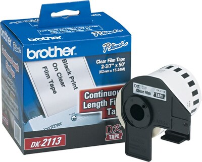 Brother DK-2113 Wide Width Continuous Film Labels, 2-4/10 x 50, Black on Clear (DK-2113)