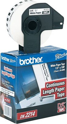 Brother DK-2214 Narrow Width Continuous Paper Labels, 1/2 x 100, Black on White (DK-2214)