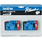 Brother P-touch TC-21 Laminated Label Maker Tape, 1/2" x 25-2/10', Red on White, 2/Pack (TC-21)