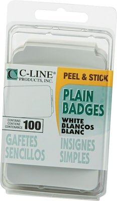 C-Line Plain Name Badge, 3 1/2 x 2 1/4, White, 100/Box (92277)