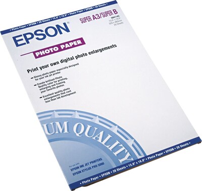 Epson Glossy Photo Paper, 13 x 19, 20 Sheets/Pack (EPSS041143)