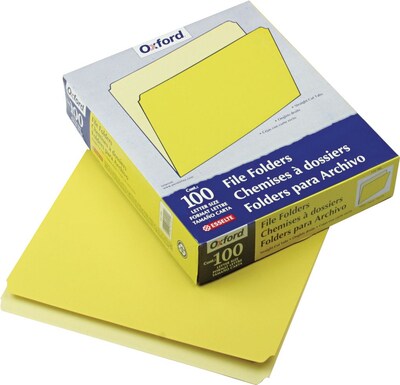 Pendaflex Two-Tone Top Tab File Folder, Yellow/Light Yellow, LETTER-size Holds 8 1/2 x 11, 100/Bx