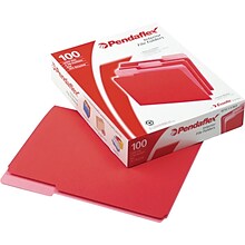 Pendaflex File Folder, 3 Tab, Letter Size, Red, 100/Box (PFX 4210 1/3 RED)