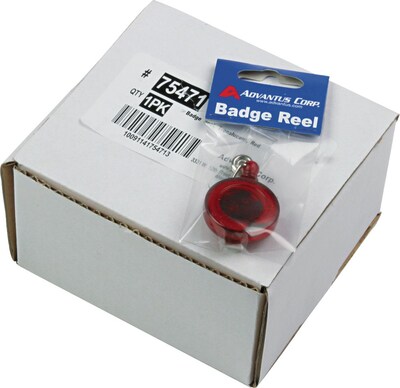 Advantus Retractable ID Card Reels with Belt Clip, 30, Translucent Red, 12/Bx