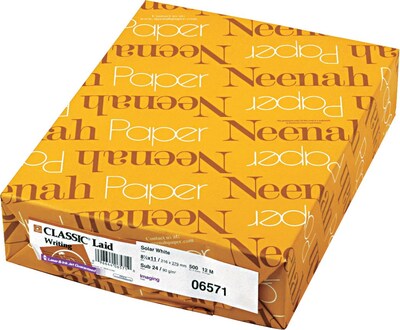 Neenah Paper Classic® 8.5 x 11 Laid Writing Paper, 24 lbs., 97 Brightness, 500 Sheets/Ream (06571)