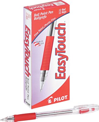 Pilot EasyTouch Ballpoint Pens, Fine Point, Red Ink, Dozen (32003)