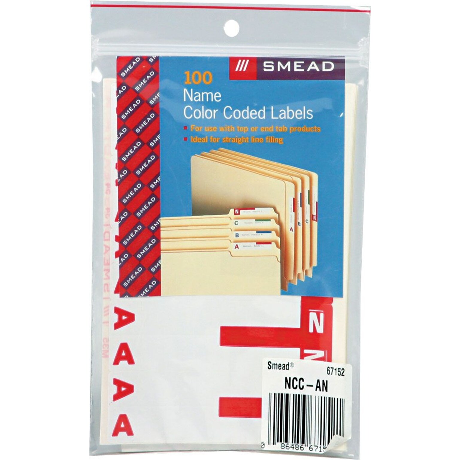 Alphabetical Character Labels, A And N, Red, 100/Pk