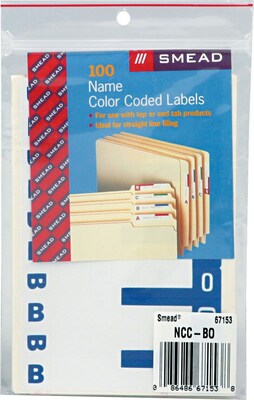 Alphabetical Character Labels, B And O, Dark Blue, 100/Pk