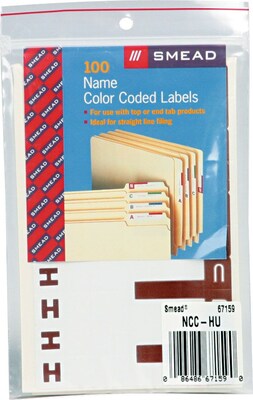Alphabetical Character Labels, H And U, Dark Brown, 100/Pk