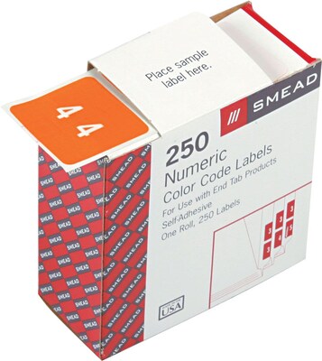 Smead DCC Labels File Folder Label, 4, Orange, 250 Labels/Pack (67424)