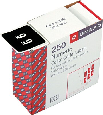Smead DCC Identification & Color Coding Label, 1.5 x 1.5, Black, 250/Roll (67429)