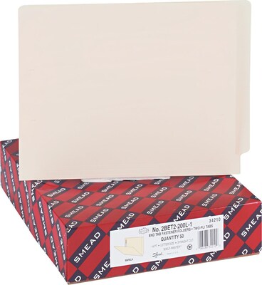 Smead Shelf-Master Reinforced Heavy Duty End Tab Classification Folder, Letter Size, Manila, 50/Box