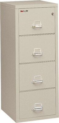 FireKing 2 Hour Rated 4-Drawer Vertical File Cabinet, Locking, Legal, Parchment, 32.06 (4-2157-2PA)