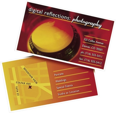 Custom Full Color Business Cards, White Gloss 100# Cover, Flat Print, 2-Sided, 250/PK