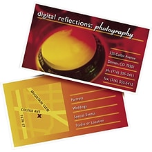 Custom Full Color Business Cards, 14 pt. Coated Stock with UV Coating on the Front, Flat Print, 2-Si