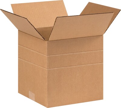 9 x 9 x 9 Multi-Depth Shipping Boxes, Brown, 25/Bundle (MD999)