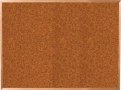 Best-Rite Red Splash Cork Bulletin Board, Oak Finish Frame, 6 x 4