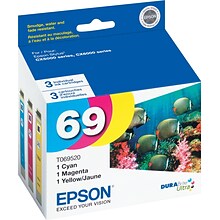 Epson T69 Cyan/Magenta/Yellow Standard Yield Ink Cartridge, 3/Pack