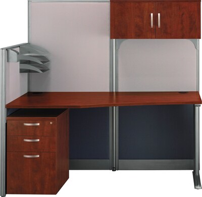 Bush Business Furniture Office an Hour 65Wx33D Straight Workstation w/ Storage & Accessory Kit; Hansen Cherry