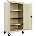 Alera® Mobile Storage Cabinet, Putty, 3-Shelf, 66H x 36w x 24D