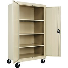 Alera® Mobile Storage Cabinet, Putty, 3-Shelf, 66H x 36w x 24D