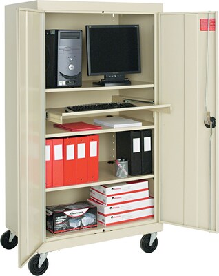 Alera® Mobile Storage Cabinet, Putty, 3-Shelf, 66H x 36w x 24D