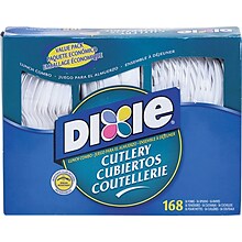 Dixie Lunch Combo Plastic Assorted Cutlery Box, White, 168/Box (CM168)