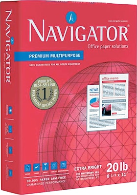 Navigator North America 8.5 x 11 Multipurpose Paper, 20 lbs., 97 Brightness, 5000 Sheets/Carton (N