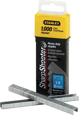 Stanley Heavy Duty 1/4 Length High Capacity Carton Staples, Full Strip, 1000/Box (TRA704T)