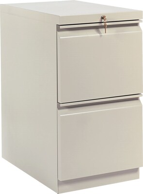 HON Brigade 2-Drawer Mobile Vertical File Cabinet, Letter Size, Lockable, 28H x 15W x 23D, Putty