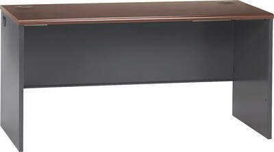 HON 38000 Series Desk Shell, 60W, Mahogany/Charcoal, 29 1/2H x 60W x 24D