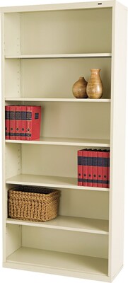 Tennsco 6-Shelf Metal Bookcase, 78 x 34.5 x 13.5, Putty Finish (TNNB78PY)