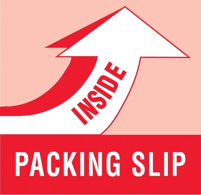 Tape Logic® Labels, Packing Slip Inside, 4 x 4, Red/White, 500/Roll (LABDL1180)