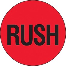 Staples® Rush Labels, 2 Diameter, Red/Black, 500/Rl